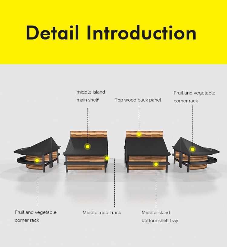 Supermarket Wood Equipment Vegetable Rack for Store
