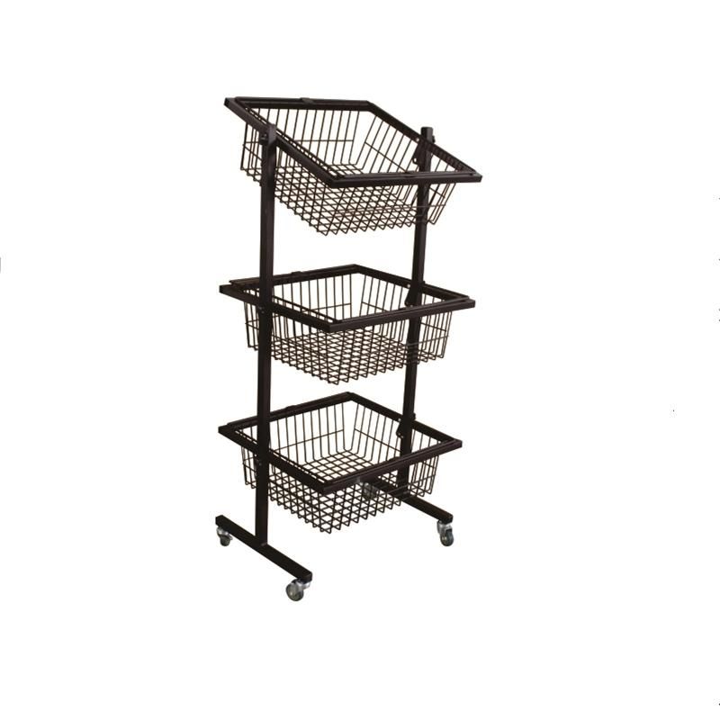 Supermarket 3 Tier Net Wire Vegetable Storage Basket Rack