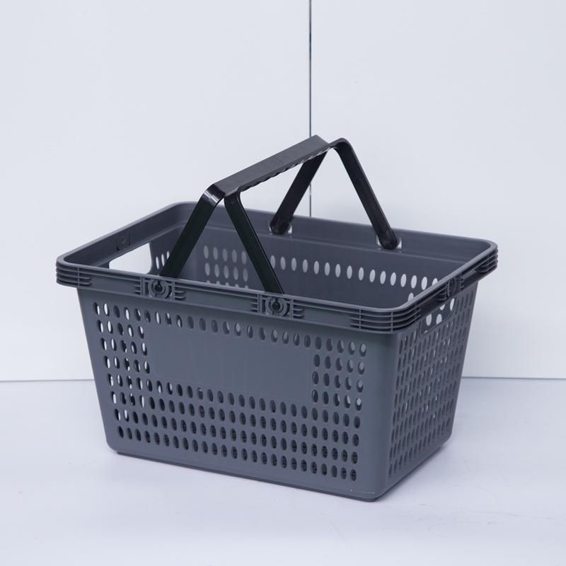 Supermarket Plastic Handing Shopping Basket Pink Color