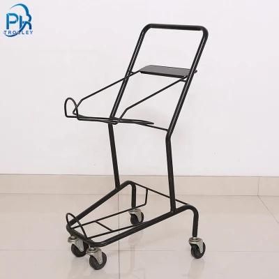 Hand Push 4 Wheel Basket Shopping Trolley with Printing Logo