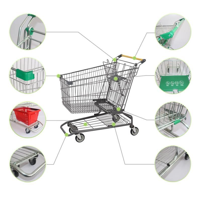 Trade Assurance 100L American Type Metal Supermarket Shopping Cart