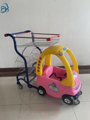 Shopping Mall Unfolding Children Cart Kids Shopping Trolley with Basket