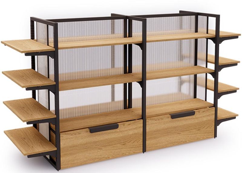 Multifunctional 4 Tiers Floor Wood Rack Display Shelf