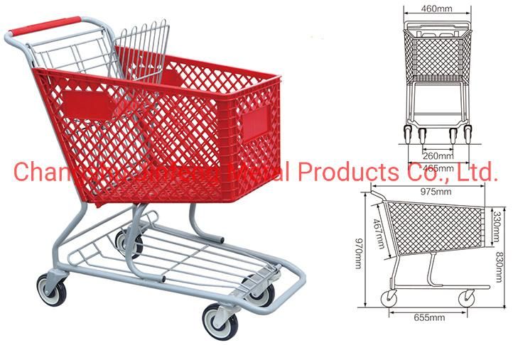 Superamrket Shopping Trolley Shopping Carts with Steel and Plastic