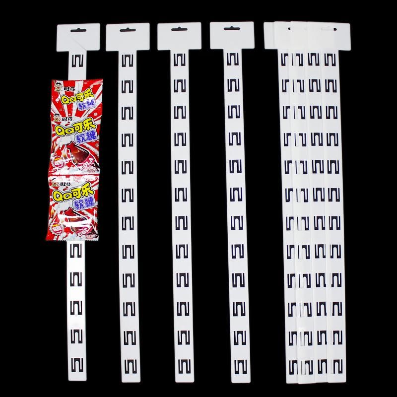 Supermarket White Clip Strip with 12 Hooks for Shelf