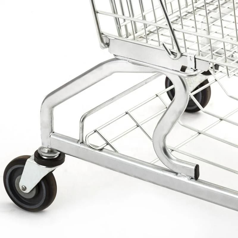 Wholesale Supermarket Metal Shopping Trolley Cart with Four Wheels