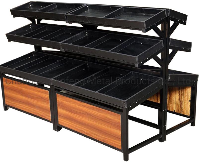 Supermarket Shelves Vegetable and Fruit Display Racks with Wood