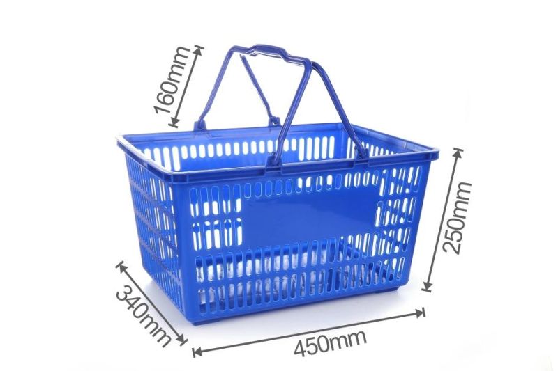 High Capacity Plastic Shopping Basket with Handles Supermarket Shopping Basket