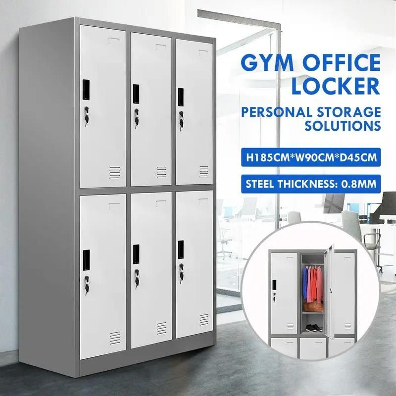 Metal Clothes Cabinet Design Steel 6 Door Locker for Supermarket