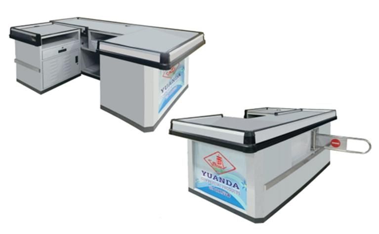 Supermarket Stainless Steel Cashier Counter Retail Design Cashier Counter