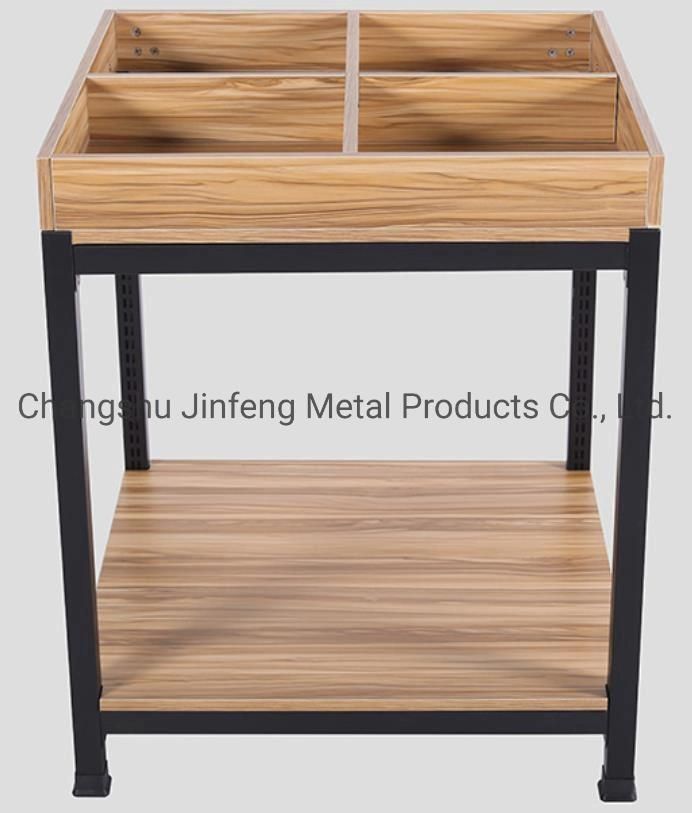 Supermarket Steel-Wood Shelf Beverage Promotional Display Counter