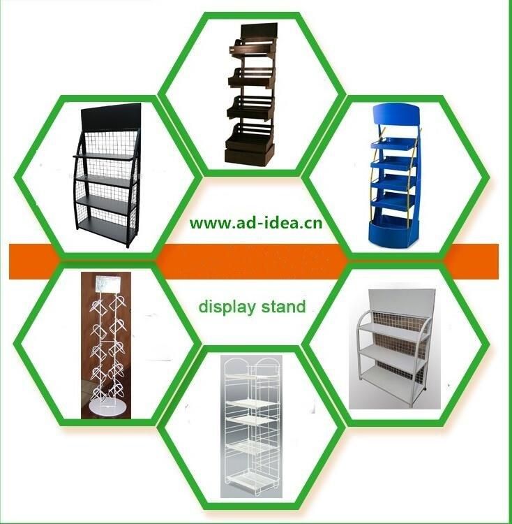 Wall Mounted Slatwall Double Metal Display Shelves/Metal Exhibition Stand