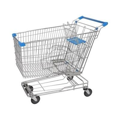 Popular Style 80L Steel Metal Supermarket Cart with Child Seat