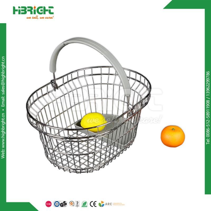 Metal Wire Round Oval Shopping Basket for Pharmacy Store