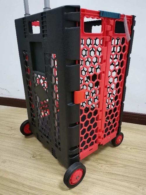 63L Lightweight Easy Box Shopping Trolley Folding Plastic Cart