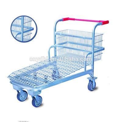 Factory Direct Price Galvanized Shopping Cart Promotion Basket Shop Trolley