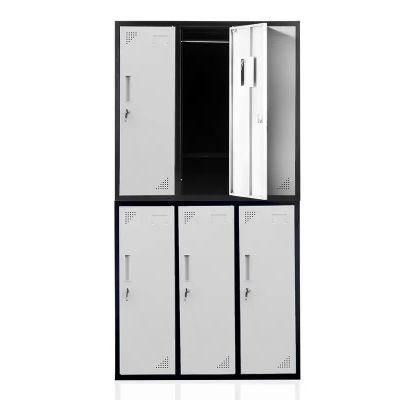 Metal Clothes Cabinet Design Steel 6 Door Locker for Supermarket