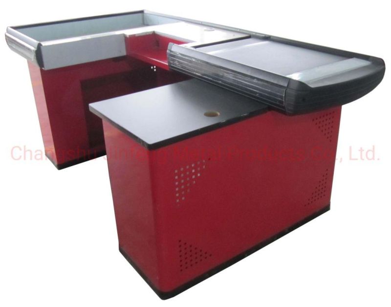 Supermarket Checkout Desk Counter Cashier Table with Conveyor Belt