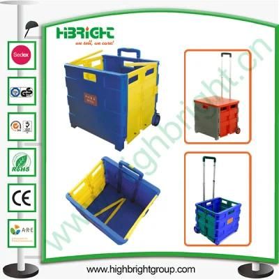 Plastic Folding Shopping Cart with Square Handle