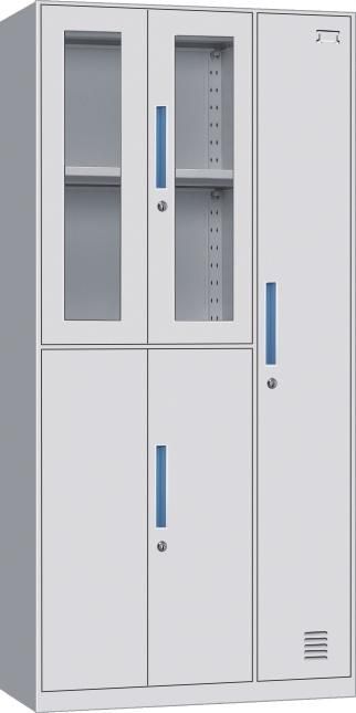 Steel Filing Cupboard Slim Glass Door Metal Office Ducument Cupboard