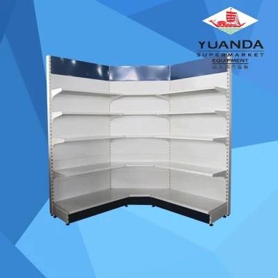 Supermarket Inner Corner Shelf Blue and White Wall Display Shelf