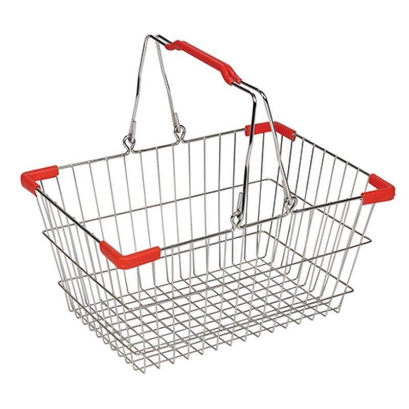 Store Used Metal Carry Shopping Basket Chrome Basket