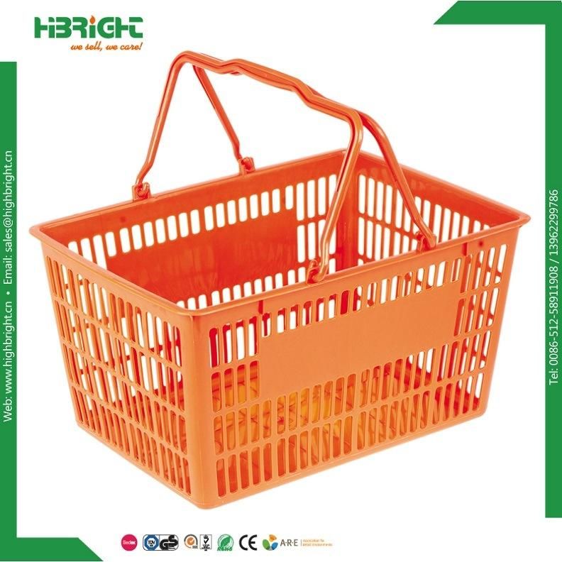 PP Double Handle Plastic Shopping Basket for Supermarket Hypermarket