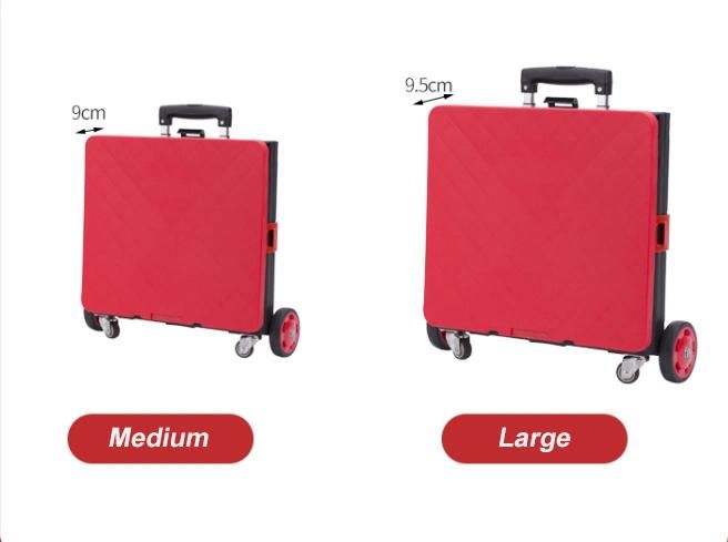 Factory Wholesale Vintage Style Plastic Folding Rolling Push Cart 55L Foldable Market Trolley