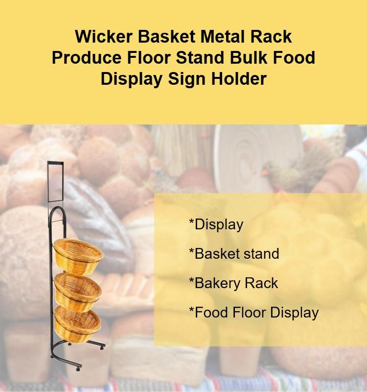 Metal Supermarket Display Stand Bread Round Basket Display Rack