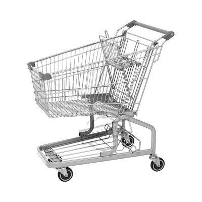 Grocery Mall German Style Supermarket Metal Shopping Cart with PU Wheels