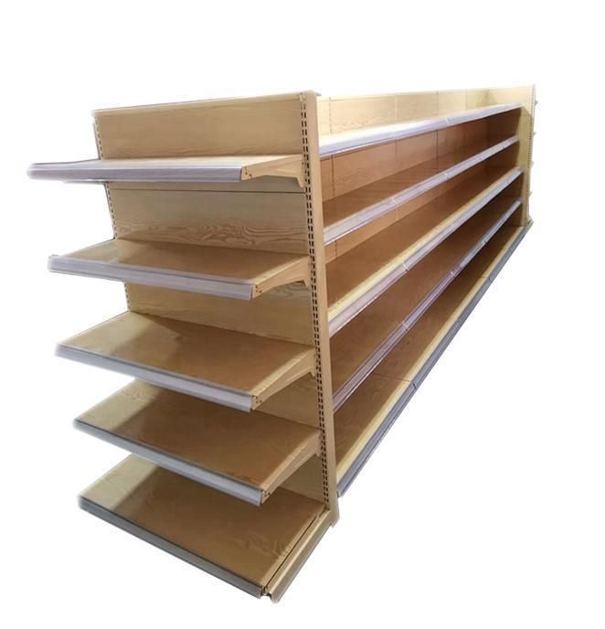 Miniso Gondola Supermarket Shelf for Wood Retail Stores 5 Tier Adjustable Shelving