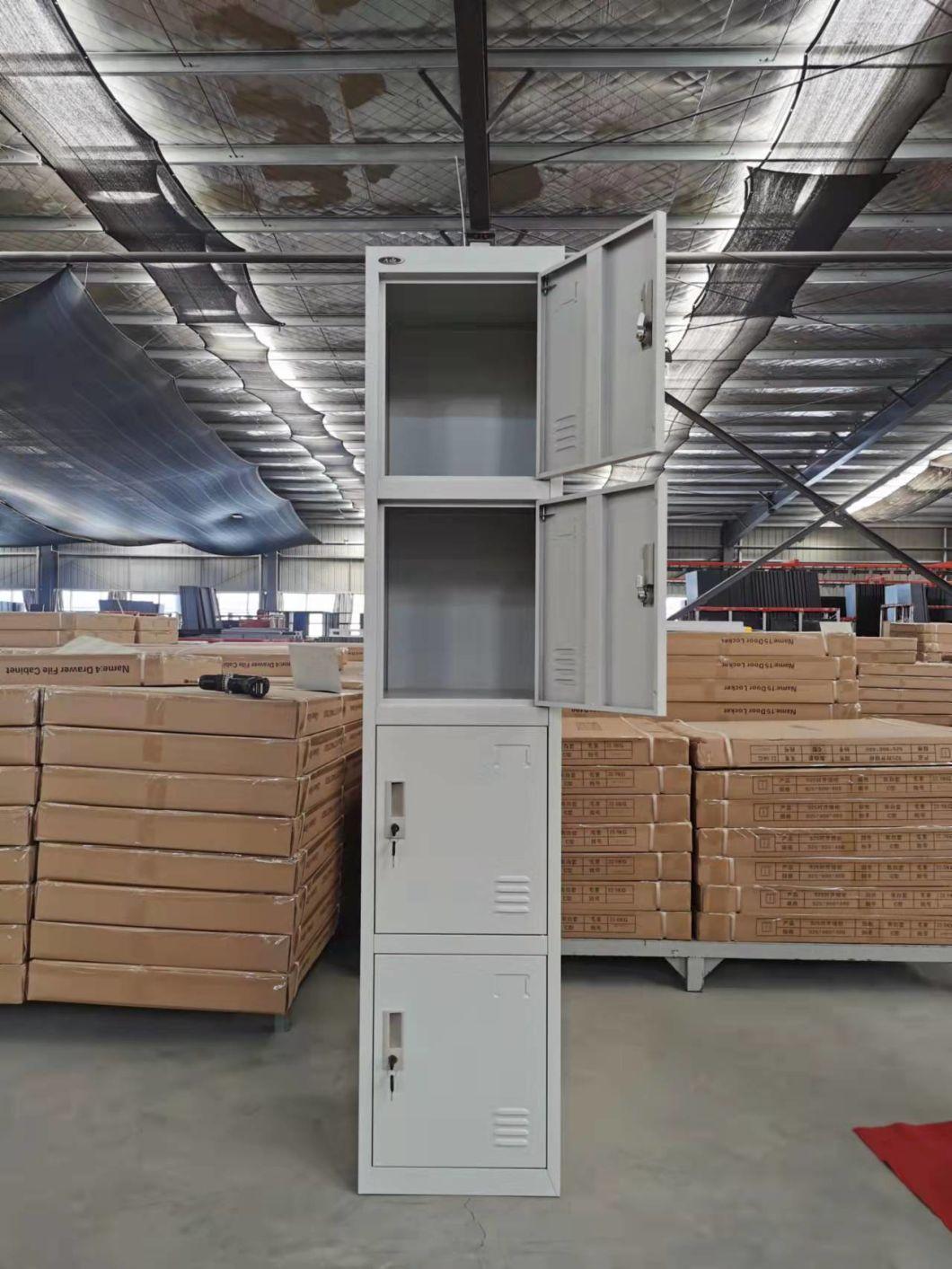 Big Capacity Clothes Locker Powder Coated 4 Door Steel Staff Storage Locker