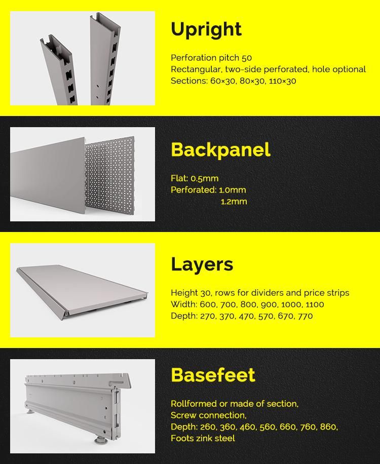 Supermarket Heavy Duty Cash and Carry Integrated Gondola Shelf