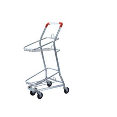 Factory Supermarket Equipment 3 Inch Caster Two Basket Shopping Cart