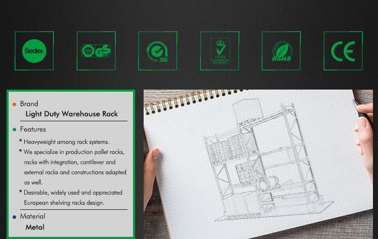 Warehouse Medium Duty System Stackable Steel Pallet Rack