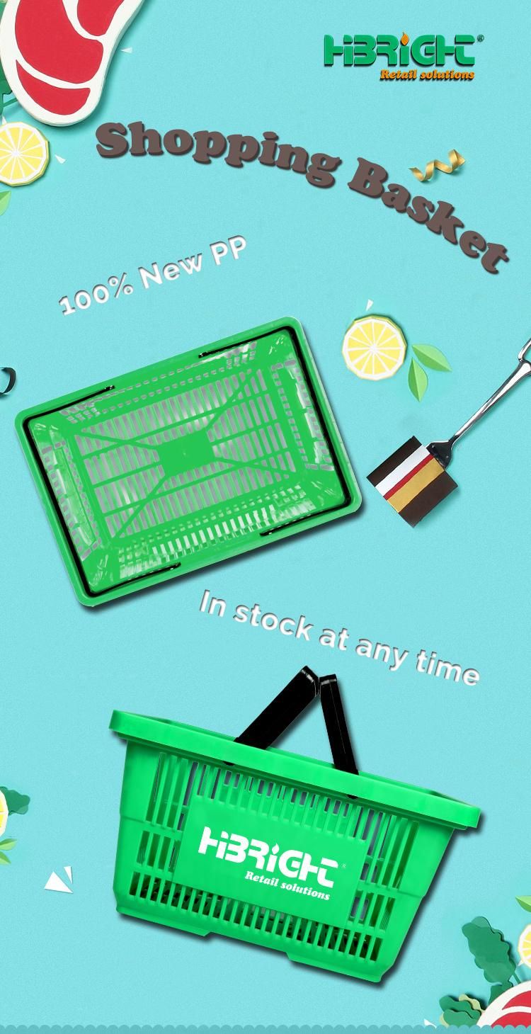 Supermarket Plastic Shopping Basket with Customized Color