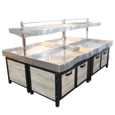 Wooden Fruit and Vegetable Display Stand Supermarket Shelving