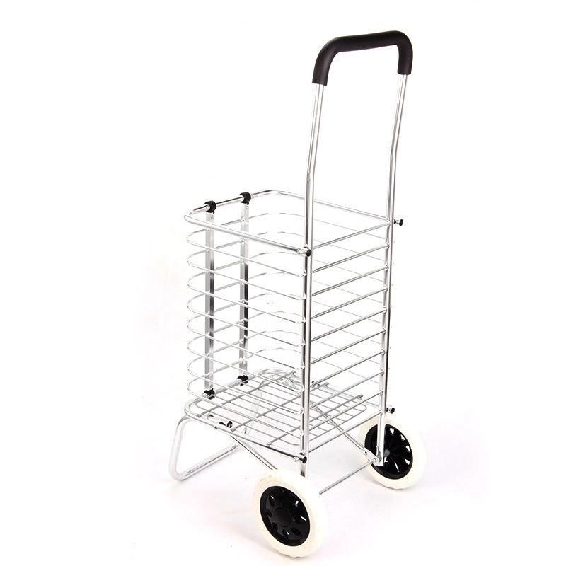 China Convenience Store Shopping Cart Aluminum Folding Supermarket Hand Cart for Seniors