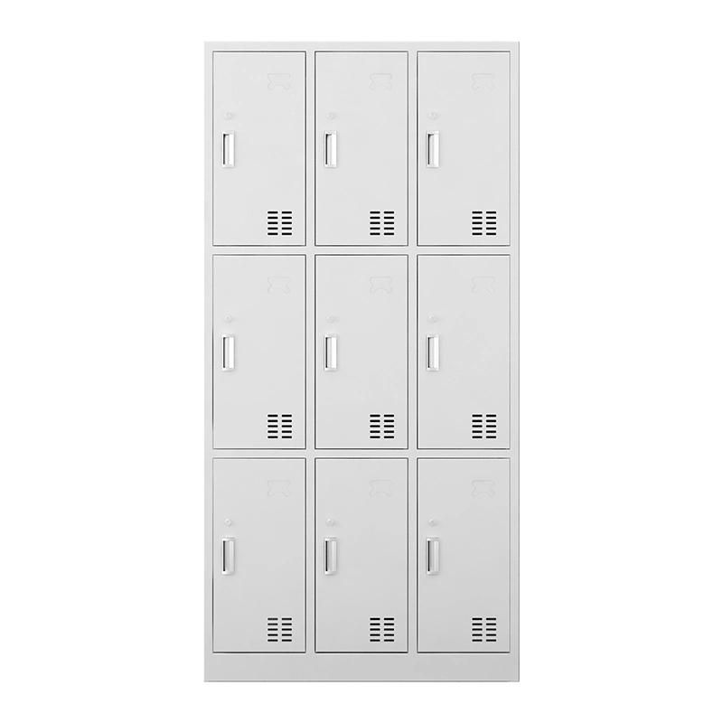 Vertical Office School Storage 9 Door Metal Cloth Wardrobe