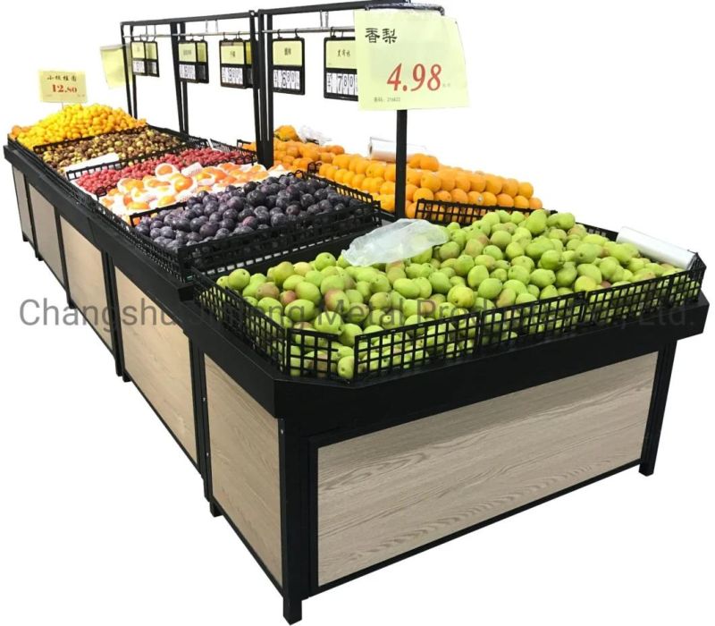 Supermarket Shelf Customized Wooden Display Stand for Fruit and Vegetable