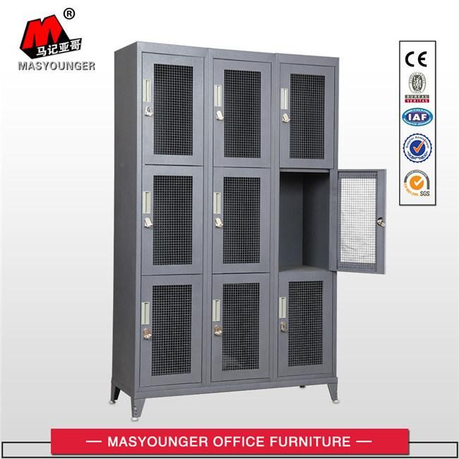 Worker Use 9 Mesh Door Grey Color Metal Storage Locker