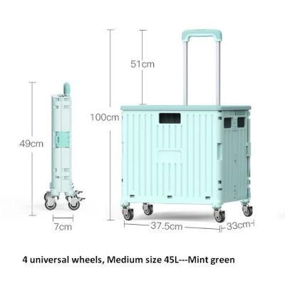 China New Large and Medium Size Portable Mobile Folding Cart with Lid for Grocery Shopping