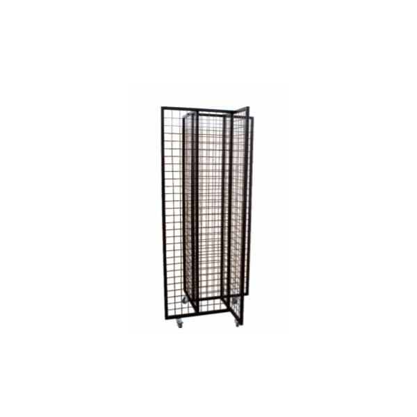 Metal Wire Basket Wheeled Display Rack with Three Basket