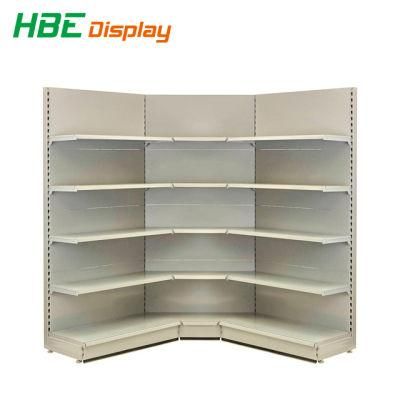 Single-Sided Feature Metallic Material Display Gondola Corner Shelf