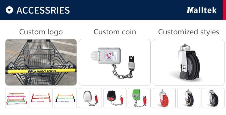 German Grocery Shopping Trolley with PU Wheels for Supermarket Chains