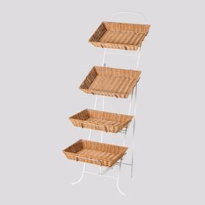 Customized Tilt Rattan Basket Display Stand