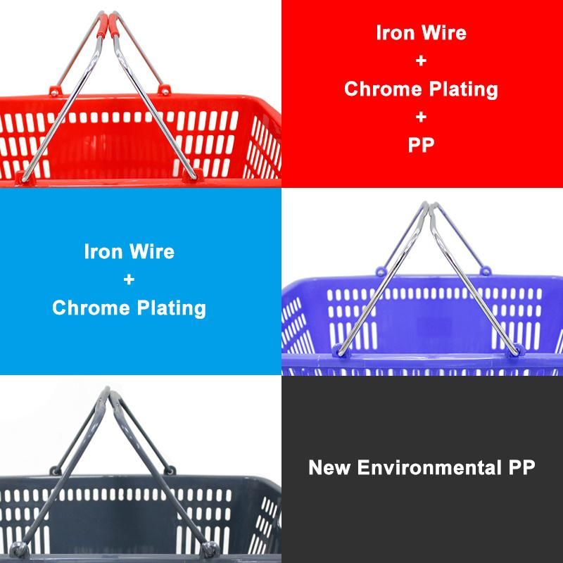 Supermarket Basket Plastic with Handles Factory Price