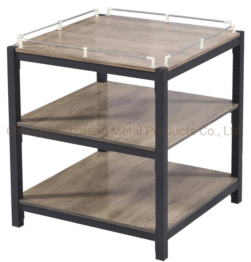 Supermarket Milk Steel-Wooden Display Stand Convenience Store Beverage Promotion Counter