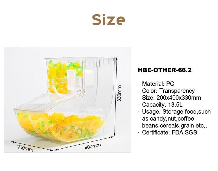 Retail Store Dry Food Gravity Clear Plastic Candy Dispenser Gravity Bulk Feed Dispenser and Bins for Store and Supermarket