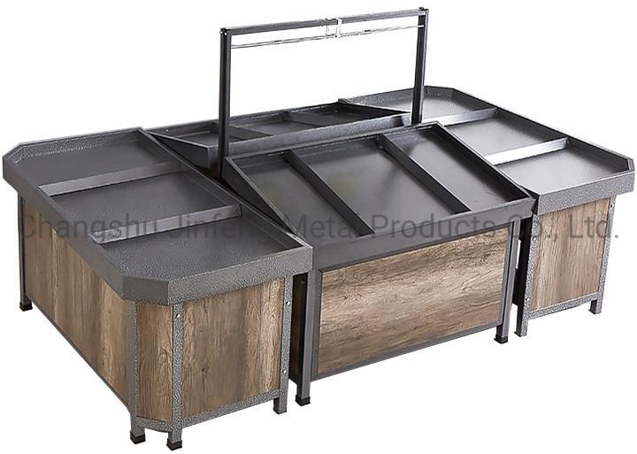 Supermarket Steel-Wood Fruit & Vegetable Display Stand